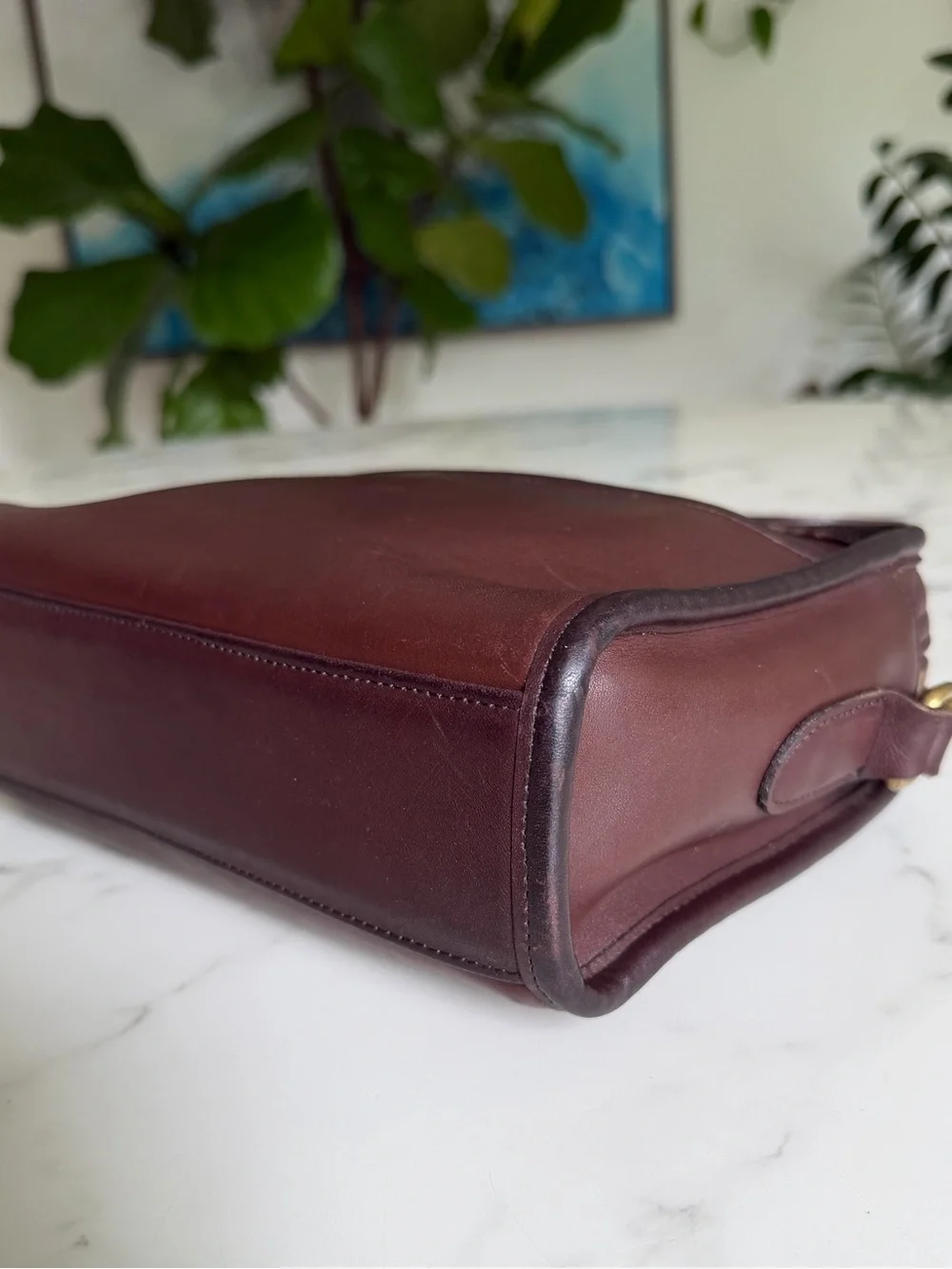 Coach Vintage Metropolis Zip Crossbody Bag 9087 Mahogany Leather 90's w/ Key Fob - Picture 14 of 16